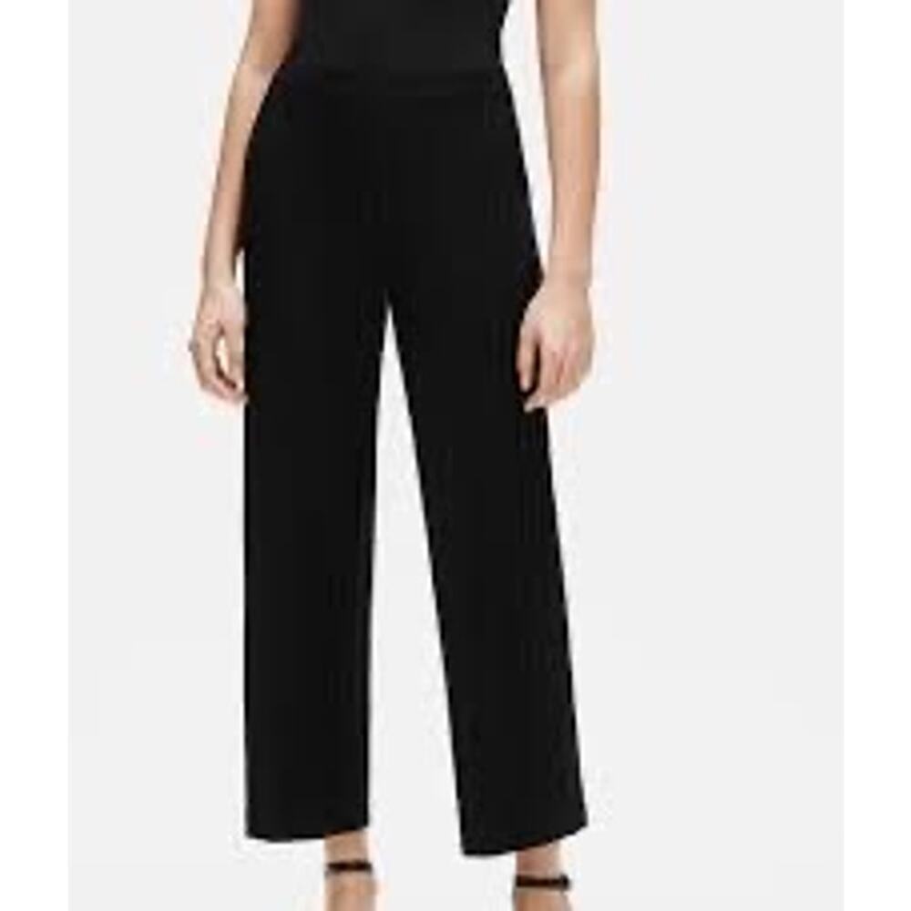 Eileen Fisher Tencel Wide Rib Straight Pant in Black‎ Size Large